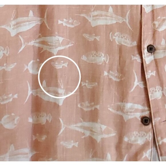 New 28 Palms MenXL Hawaiian Shirt SILK PeachColor. PocketMatch TropicalFish READ - Picture 11 of 12